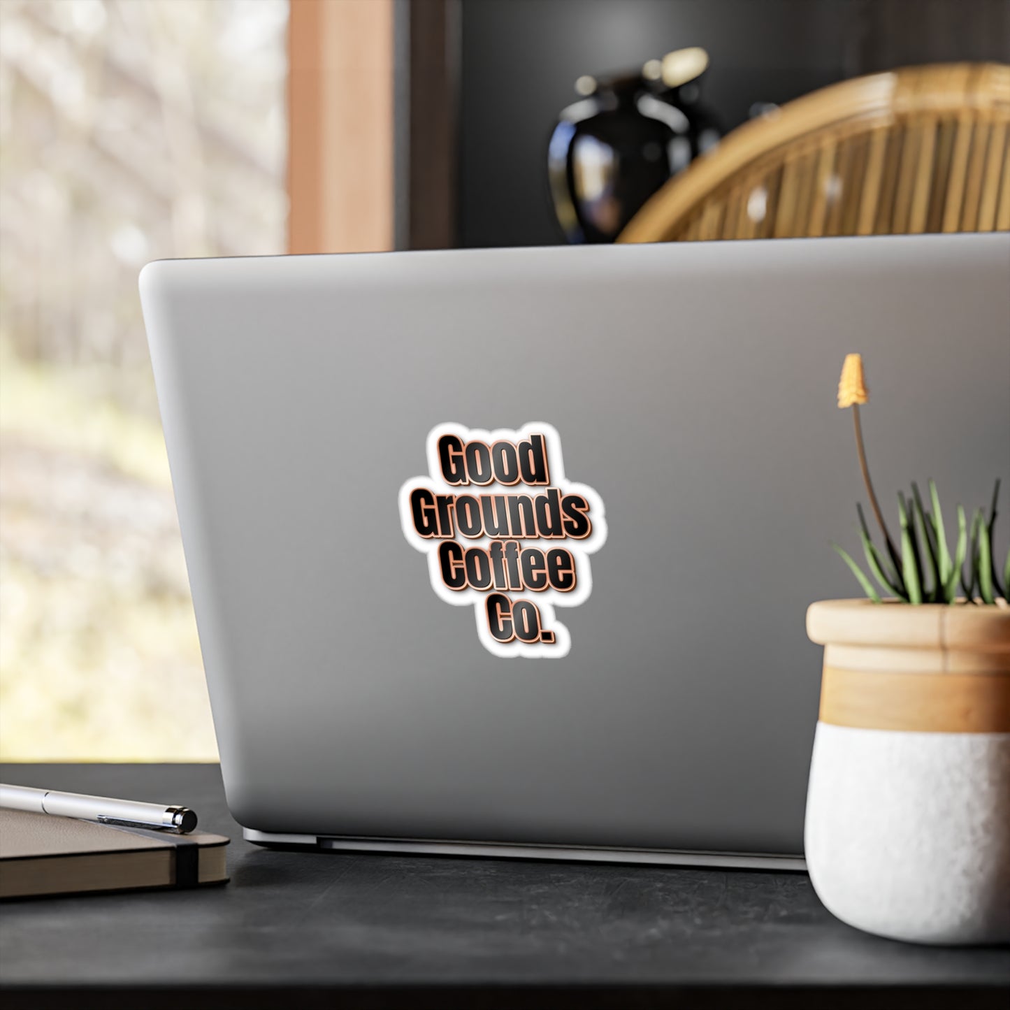 Kiss-Cut Vinyl Sticker: Good Grounds Coffee Co. (Coffee Brown)